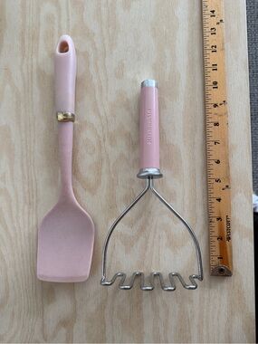 KitchenAid Cotton Candy pink masher and glitter spatula Utensil Set